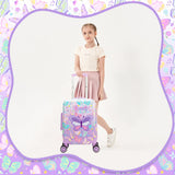 Esteemly Kid's Luggage Set 2 Piece Suitcase Set 16" Hardside Luggage with Spinner Wheels Girls Carry on Toddler Travel Rolling Suitcase with Neck Pillow Airline Approved