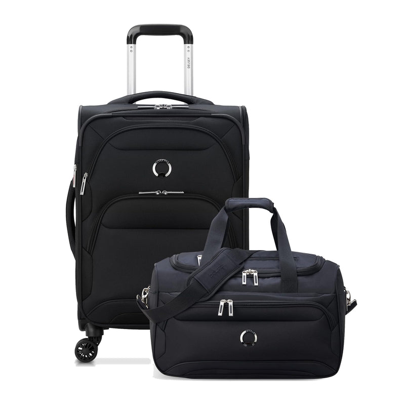 DELSEY PARIS Sky Max 2.0 Softside Expandable Luggage with Spinner Wheels, Black, 2-Piece Set (21/Duffle)