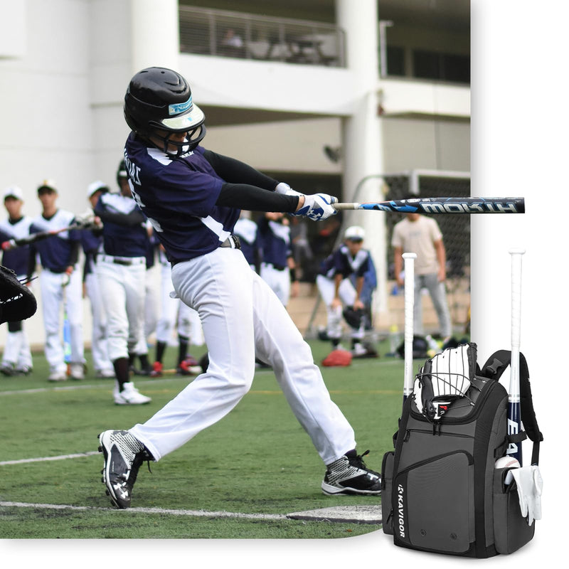 KAVIGOR Baseball Bag for Youth and Adult, Softball Bag 50L Large Capacity Holds 4 Bats, Equipment Backpack with Shoes Compartment