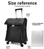 feilario 20in Leather Softside Carry on Suitcases Travel Duffel Bag with 4-rolling Spinner Wheels