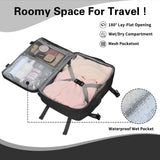 Carry On Backpack for Women & Men – Airline Approved Underseat Size, 15.6" Laptop Compartment, TSA-Friendly 180° Opening, Anti-Theft Business Travel Backpack with Trolley Sleeve (Black, Medium)
