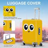 ANNA QUEEN Cute Smiley Face Luggage Cover, Yellow Cartoon Suitcase Protector with Big Eyes Design, Stretchable, Washable Travel Cover for 28-30 Inch Luggage