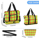 Buffalo Plaid Yellow Green Chocolate Large Gym Bag Travel Weekender Gear Bag with Toiletry Bag for Yoga Multifunctional