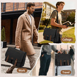 RAINSMORE Messenger Bag for Men 15.6-17.3 Inch Laptop Bag Water-resistant Canvas Briefcase Large Computer Satchel Shoulder Bag for Work College Travel, Black