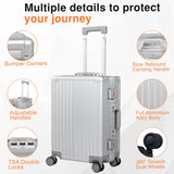 VentureVault All Aluminum Carry On Luggage 22x14x9 Airline Approved，Hard Shell Carry On Luggage, Zipperless Luggage Aluminum Suitcase Luggage (sliver, 20inch)