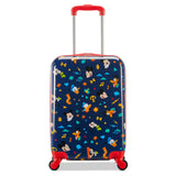 American Tourister Mickey Mouse Carry-On Luggage - Airline Approved, Durable Hardshell with Micky, Donald Duck, Pluto & Goofy - Roll Confidentially with Spinner Wheels & Colorful Adjustable Handle