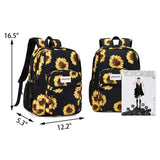 abshoo Classical Basic Womens Sunflower School Backpack For Teen Girls Water Resistant College Bookbag (Sunflower Black)
