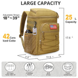 Tactical Backpack Cooler, 25L Cooler Backpack Insulated Leak-Proof, Heavy Duty Large Lunch Backpack, Waterproof Ice Chest Backpack for Men Women Adults Work Daytrip Camping Beach Hiking Accessories