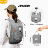 HALOVIE 15L Foldable Hiking Backpack Phone Pocket Lightweight Travel Daypack Shoulder with Chest Strap Small Packable Pack for Walking Women Men (Lightgray)