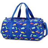 CAMTOP Kids Duffel Overnight Bag Boys Girls Toddler Weekender Carry-On Personalized Tote for Travel Gym Sport (Dinosaur-Dark Blue)