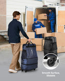 LUGGEX Travel Duffel Bags, Expandable Collapsible Luggage with Spinner Wheels, Lightweight, without Telescopic Handle, Large Capacity Suitcases with Wheel for Men Women (Black, 55L-113L)