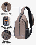 WATERFLY Crossbody Sling Backpack Sling Bag Travel Hiking Chest Bags Daypack (Flaxen)