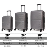 OMBRY Luggage Set 3 Pieces -Suitcase Set - Luggage with Wheels - Check-in Luggage - PC + ABS Durable Suitcase Rotating Silent Wheels 3-Piece 20/24/28 Mint Green (grey)