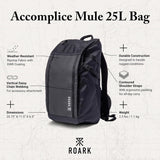 Roark Accomplice Mule 25L Travel Backpack for Men – Water-Resistant Adventure Daypack, Carry-On 14” Laptop Backpack, Zippered Mesh Storage, Hidden AirTag Pocket
