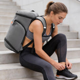 MIER Basketball Backpack with Shoes Compartment Ball Holder Large Sports Equipment Back Pack for Men Women Gym Travel 35L, Gray