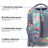 J World Sundance Laptop Rolling Backpack for Girls Boys. Roller Bookbag with Wheels, Flora