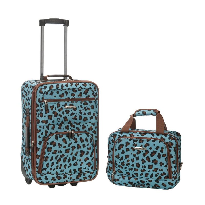 Rockland Blue Leopard 2-piece Lightweight Carry-on Luggage Set