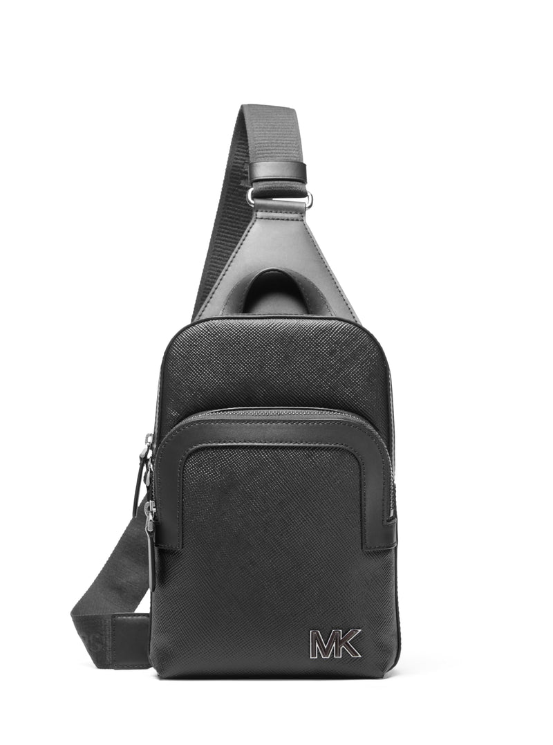 Michael Kors Edison Medium Double Zip Sling Pack, Black Hardware/Black