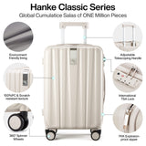Hanke 24 Inch Luggage Suitcases With Spinner Wheels Lightweight PC Hard Shell Rolling Suitcase With Travel Lock,Checked-Medium 24-Inch(Ivory White)