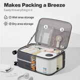 mixi 26 Inch Large Checked Luggage PC Hard Shell Suitcase Top Opening Aluminum Frame Travel Suitcases with Wheels, Rock Gray