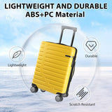 EMPSIGN Carry On Luggage with Spinner Wheels, Hard Shell Carry-On Expandable Suitcase 21x14x9 Airline Approved & Built-in TSA Lock, Durable Travel Rolling Suitcase, Carry-On 20-Inch, Yellow