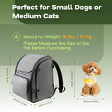 Tirige Premium Dog & Cat Carrier Backpack for Travel, Hiking & Vet Visits - Solid Durable Pet Backpack with Breathable Mesh, Safety Strap, Anti-Anxiety Curtain & Storage Pockets, Gray