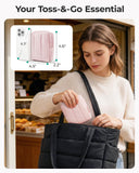 BAGSMART Small Travel Makeup Bag for Purse Toiletry Pouch, Puffy Padded Mini Cosmetics Bag, Cute Make Up Pouch for Women with Slip-in Pocket, Travel Essentials for Toiletries, Leopard