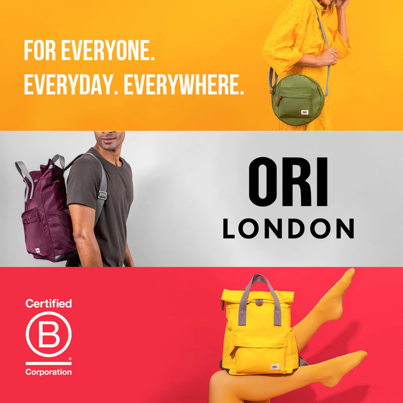 ORI LONDON Travel Backpack - Large Water-Resistant Nylon Rolltop Laptop Backpack for Men & Women - The Finchley - Moss