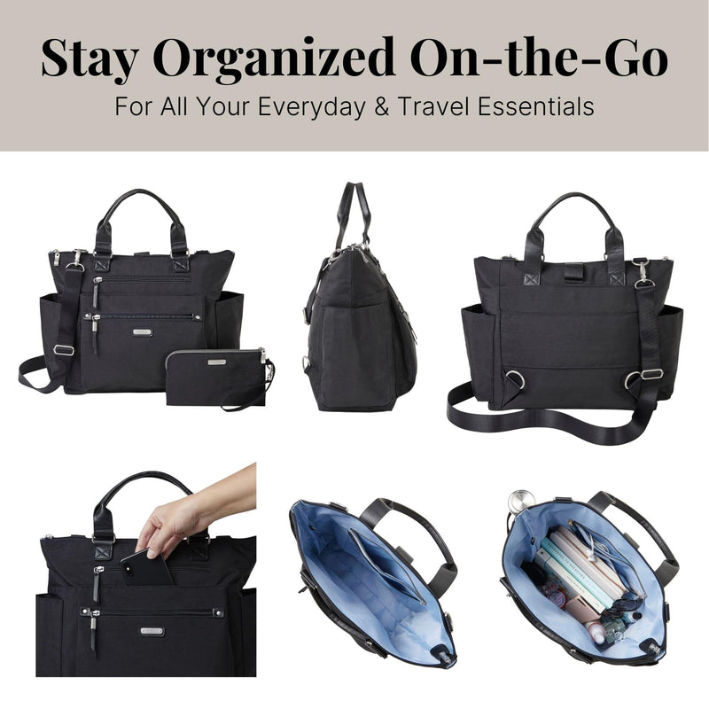 3-in-1 Convertible Backpack Tote Handbag - 15x12" Lightweight Travel Bag w/ RFID Phone Wristlet