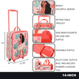 Bioworld Moana Pua & Moana Tropical Print Youth 4-Piece Carry On Luggage Travel Set