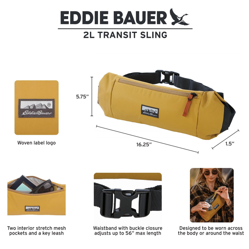 Eddie Bauer 2L Transit Sling Bag with Adjustable Waistband, Antique Gold