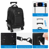 360° rotating Water Resistant Rolling Backpack with 4 Removable Wheels for Adults,Airline Approved Carry on Luggage Fit 15.6 Inch Laptop Travel Backpack with USB Charging Port