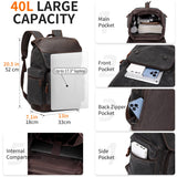 Nerlion Leather Backpack for Men Waxed Canvas Laptop Backpack 17.3 Inch Rucksack Vintage Travel Backpack (Black)