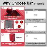LIGHTGO Ultra-Lightweight PC+ABS Suitcase with TSA Lock & Quiet 360°Wheels, 20/26/30 Inch Expandable Luggage, Smart Organizer with Magical Divider & Waterproof Zone(20inch Brilliant Red)