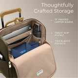 Briggs & Riley Wheeled Cabin Bag - Carry On Luggage for Travel, Suitcases with Wheels, Softside Rolling Bag for Men & Women, Interlocking Handle, Fits up to 13" Laptop - Rhapsody Collection, Olive