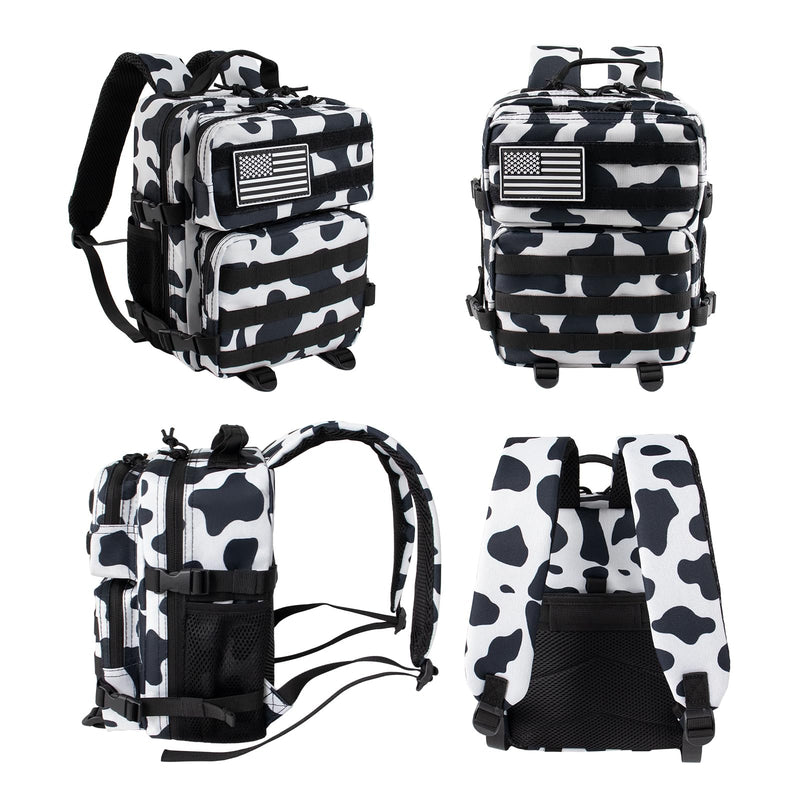 CtopxCone 12L Mini Tactical Military Backpack for Women Army Assault Pack Bag Small Rucksack with Bottle Holder Work Gym Bag - 12L Cow Print Backpack Mini Small Workout Pack