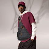 KL928 Canvas Sling Bag - Small Crossbody Backpack Shoulder Casual Daypack Rucksack for Men Women(Large Version,Black)