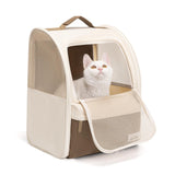 wakytu Cat Carrier Backpack,Steel Wire Frame More Stable,600D Wear-Resistant Oxford Fabric, Dog Carrier Cat Backpacks Suitable for Travel,Beige