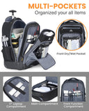 MATEIN Rolling Backpack with Wheels, Flight Approved Anti Theft Rolling Bookbag Fits 17" Laptop, Roller Carry On Luggage Wheeled College School Suitcase Travel Bag for Men Women, Black