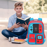 JIRAIKEI School Backpack for Boys,3pcs Gamer Boys Backpack with Lunch Box Set for Kids Teens Elementary Middle School Students Ages 6-18,17" Large Capacity School Bookbag with Multiple Pockets