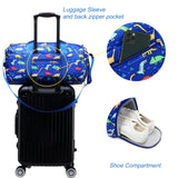 CAMTOP Kids Duffel Overnight Bag Boys Girls Toddler Weekender Carry-On Personalized Tote for Travel Gym Sport (Dinosaur-Dark Blue)