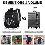 18.4 Laptop Backpack for Men, 55L-60L Extra Large Gaming Laptops Backpack with USB Charger Port, TSA Friendly Flight Approved RFID Anti-theft Pocket, Water Resistant Suiltable for Travel Business Work