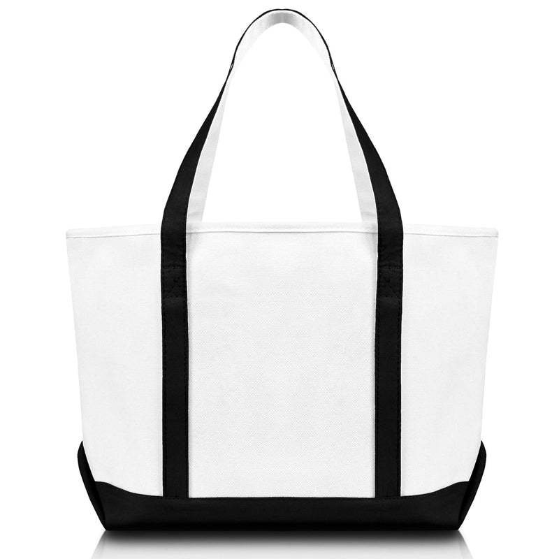 DALIX 23" Premium 24 oz. Cotton Canvas Shopping Tote Bag in Black