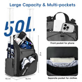 KAVIGOR Baseball Bag for Youth and Adult, Softball Bag 50L Large Capacity Holds 4 Bats, Equipment Backpack with Shoes Compartment