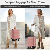 Kono 15'' Underseat Carry On Luggage Airline Approved, Anti-Scratch PC+ABS Hardshell Carry on Suitcase with Smooth Spinner Wheel, Lightweight Overnight Carry on for Short Travel, Nude/Rose Pink