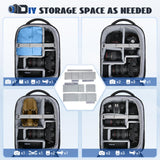 RAINSMORE Camera Backpack Camera Bag for Photographers DSLR SLR Mirrorless Camera Cases with Waterproof Rain Cover & Laptop Compartment Fits 14 Inch Laptop,Anti Theft Travel photography backpack,Black