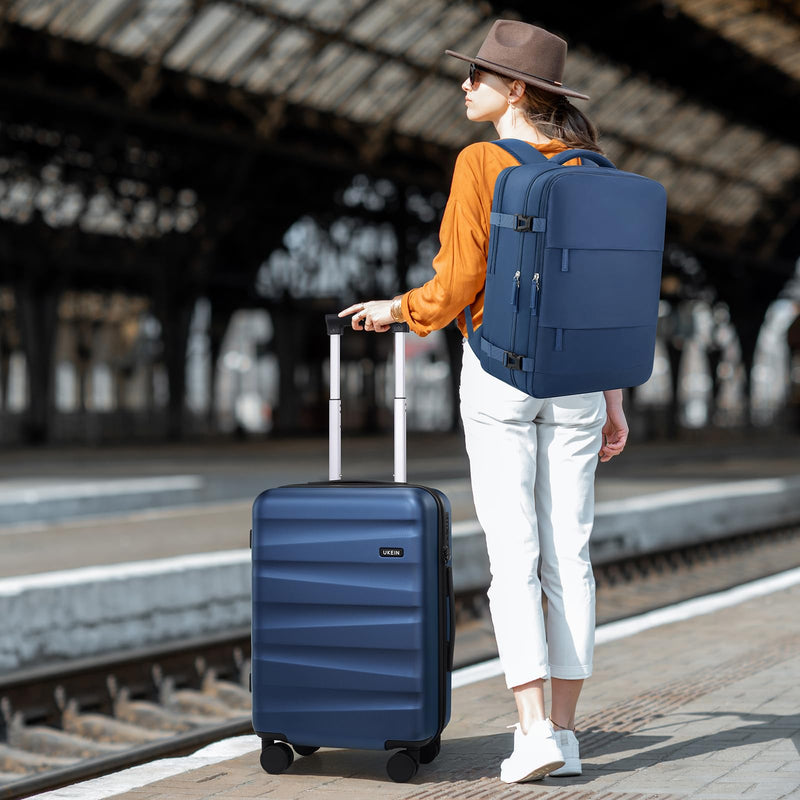 UKEIN Luggage Set with Backpack,Polycarbonate Carry On Luggage Airline Approved with Spinner Wheels, Hardshell Travel Suitcase with TSA Lock,Suitcase Set 3 Piece