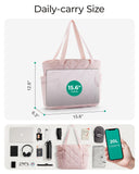 BAGSMART Crush Tote Bag for Women, 20L Puffer Work Tote with Zipper, Travel Essentials Quilted Nurse Hospital Bag, Pink