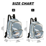 WOIWB Women's Backpack Cute Gnome Moon Print for Travel Commute, Cloth Shoulder Bag Double Zipper Size S