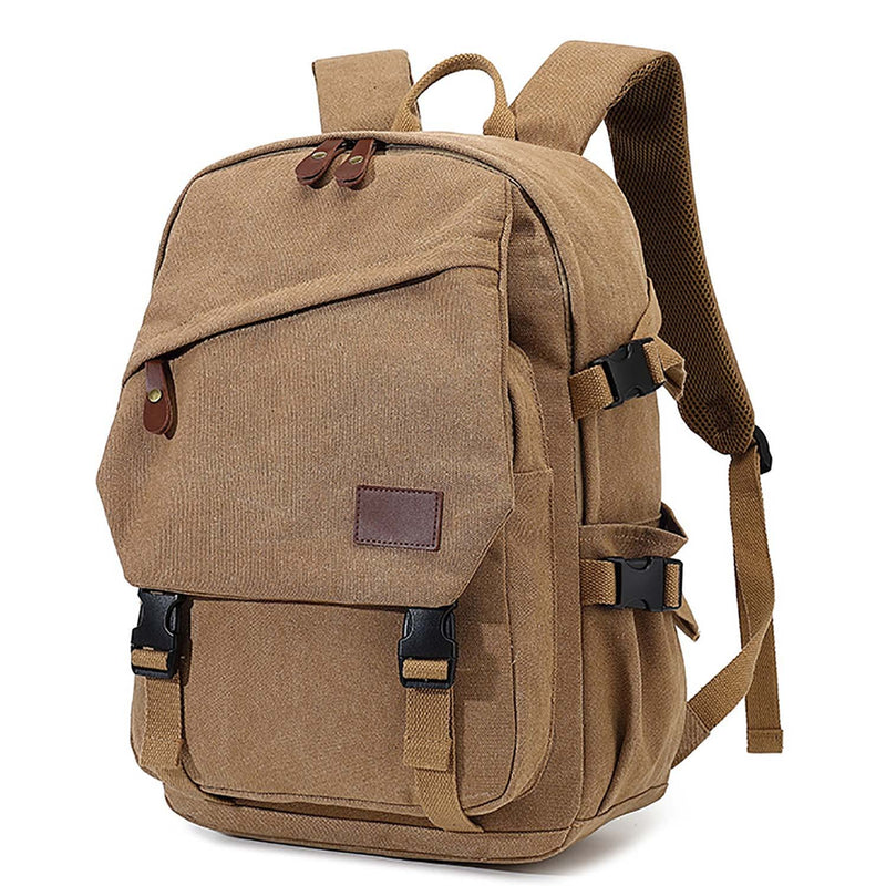 AUGUR Canvas Backpack for Men Casual Daypack Vintage Rucksack Laptop Backpack fit 15-17 inch Travel Hiking School Backpack(35L-Khaki)